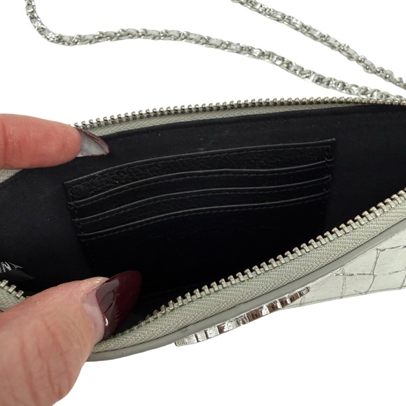 Zadig & Voltaire Silver Croc Embossed Phone Wallet Wristlet and AirPod Case Set - Picture 12 of 16